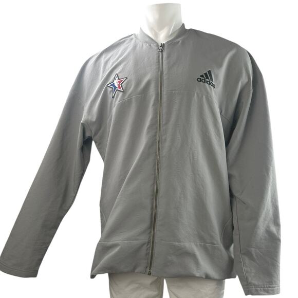Adidas 2017 NBA All Star Game Men's Gray Full Zip Windbreaker Coat Jacket Size L - Picture 1 of 6